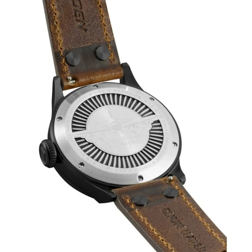 NWT Torgoen T47 Jumbo Black Sapphire‎ GMT 47mm, Brown Leather Strap Retail $325